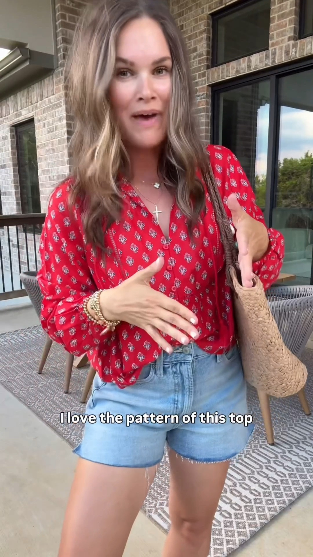 An easy 4th of July outfit ❤️ Paired this fun printed blouse with denim shorts for a simple but festive look!

#LTKootd #LTKmomlife #LTKdayinmylife