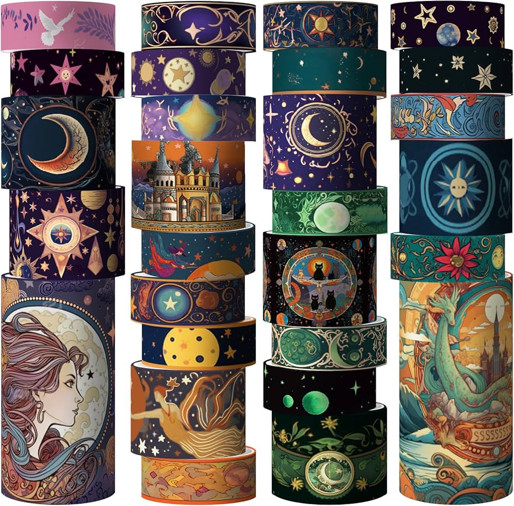 Washi Tape Set 29 Rolls, Magic Themed Decorative Paper Tapes for Halloween Journaling, Scrapbooki... | Amazon (US)