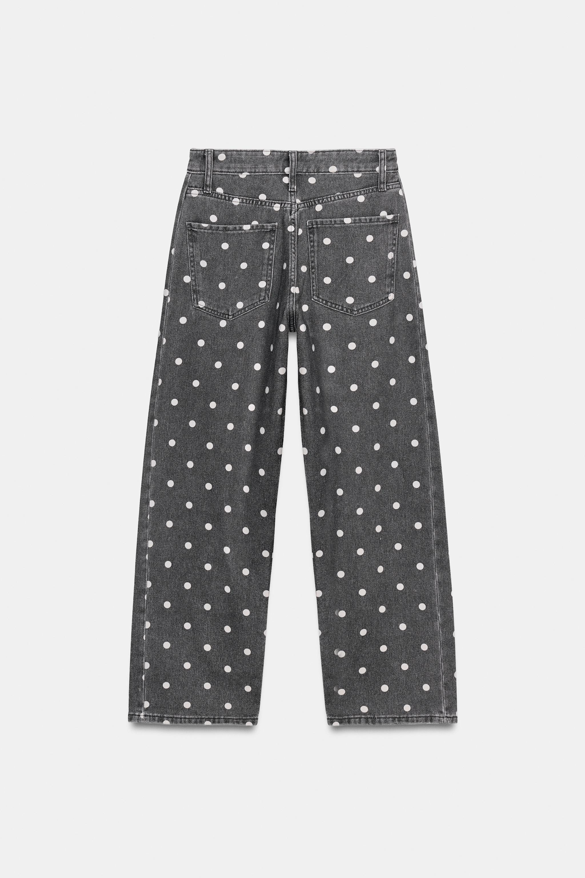 ZW COLLECTION MID-RISE POLKA DOT ANKLE RELAXED JEANS | Zara US
