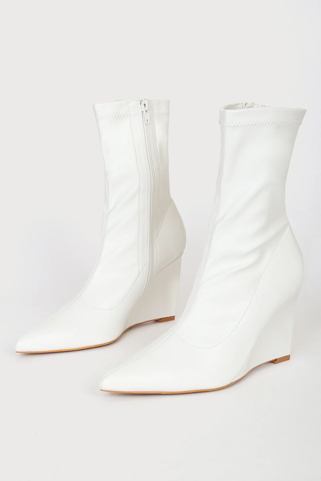 Saxton White Wedge Heel Sock Boots | Lulus (US)