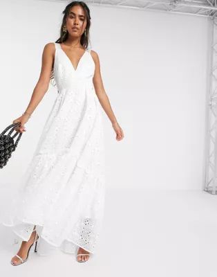 ASOS EDITION shimmer broderie trapeze maxi dress | ASOS (Global)