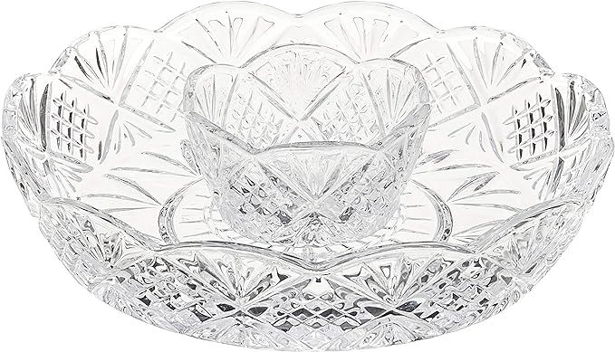 Godinger Crystal Appetizer Serving Platter for Parties Chips and Dip or Snacks Hosting Plate,Silv... | Amazon (US)
