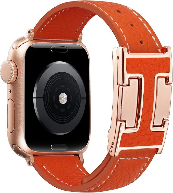 Leather Magnetic Band Compatible with Apple Watch Bands 38mm 40mm 41mm 42mm 44mm 45mm 46mm 49mm f... | Amazon (US)