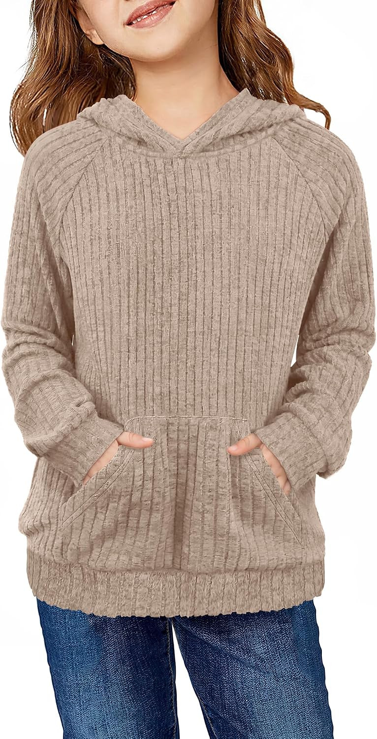 Arshiner Girls Hoodies Pullover Hooded Sweatshirts Girls Textured Sweaters | Amazon (US)