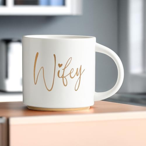COLLECTIVE HOME - Couples Coffee Mug, Golden Hubby/Wifey Ceramic Coffee Mug, 15 Oz Coffee Cup, Husband And Wife Engagement Present (Wifey) | Amazon (US)