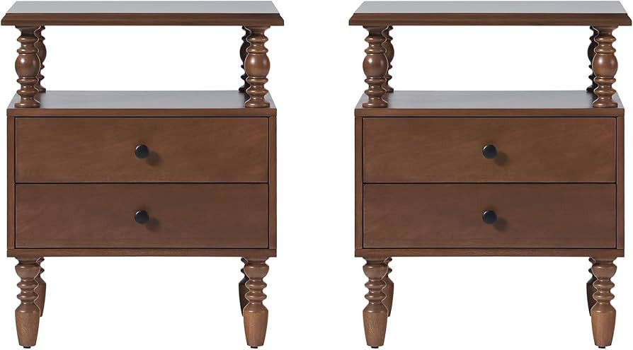 Vivienne 2-Drawer Spindle Nightstand - Dark Brown - 2pk | Amazon (US)