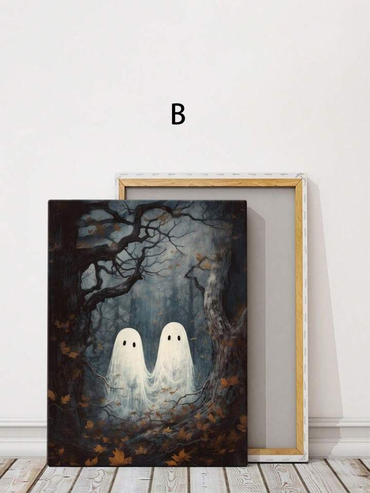 Halloween Painting, Autumn Print Canvas, Gothic Wall Art Bedroom Print... | SHEIN