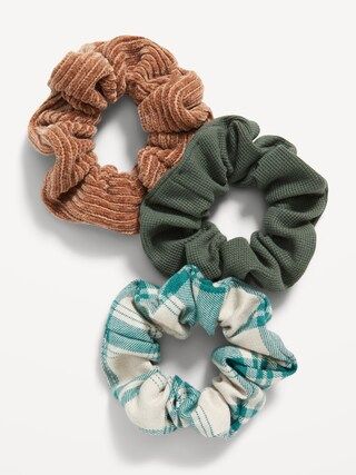 Mixed-Fabric Hair Scrunchies 3-Pack for Women | Old Navy (CA)
