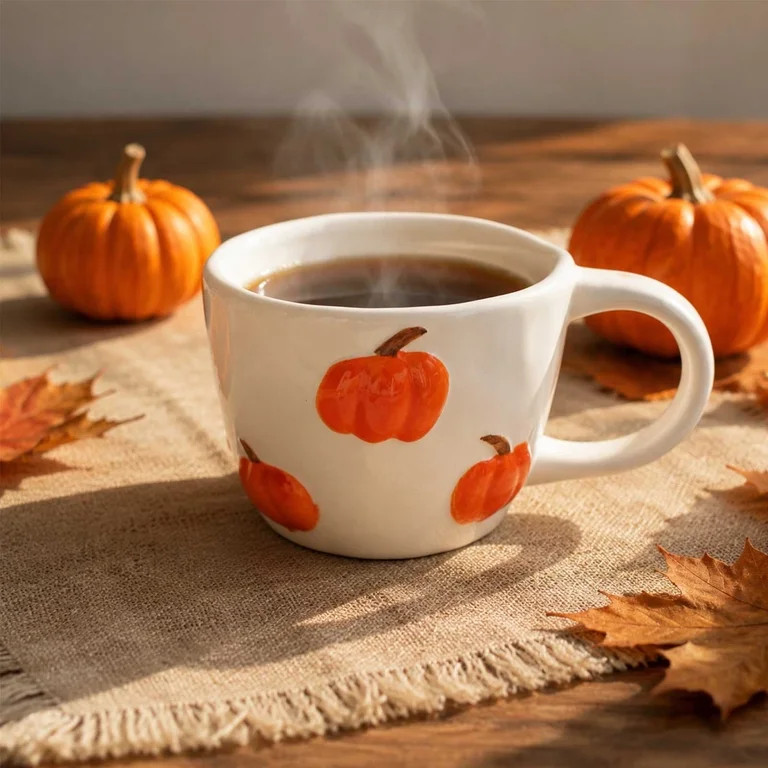 MMJ Thanksgiving Pumpkin Ceramic Coffee Mug Fall Harvest Tea Cup with Raised Embossed Design 5.98... | Walmart (US)