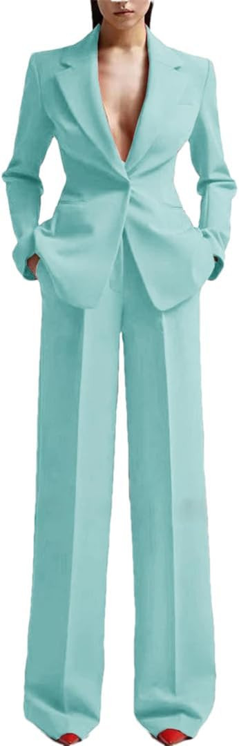 Amazon.com: Formal Women Suits Office Slim Fit Ladies 2 Pcs Blazer Pants Set Lady Business Work W... | Amazon (US)