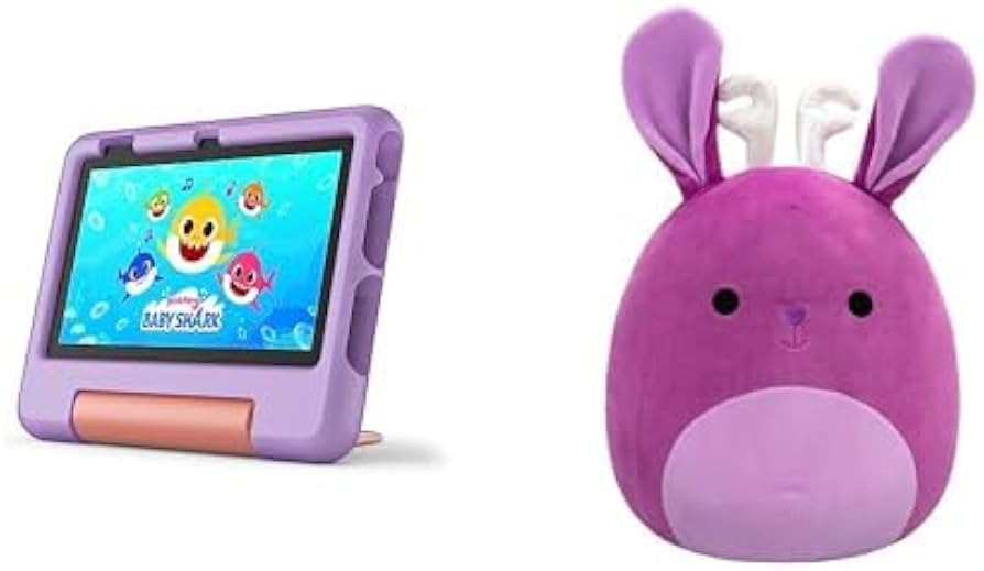 Fire 7 Kids (16GB, Purple) and Maria Del Mar Purple Jackalope Squishmallow Bundle | Amazon (US)
