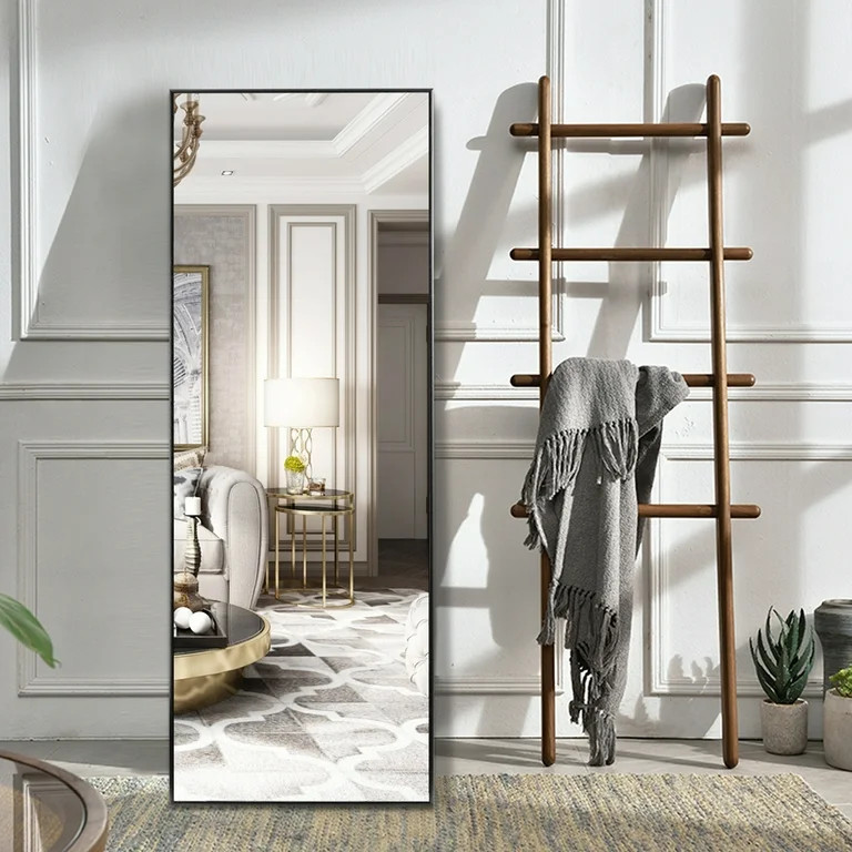 Full Length Floor Mirror Standing Rectangle Black 55"x16" - Walmart.com | Walmart (US)