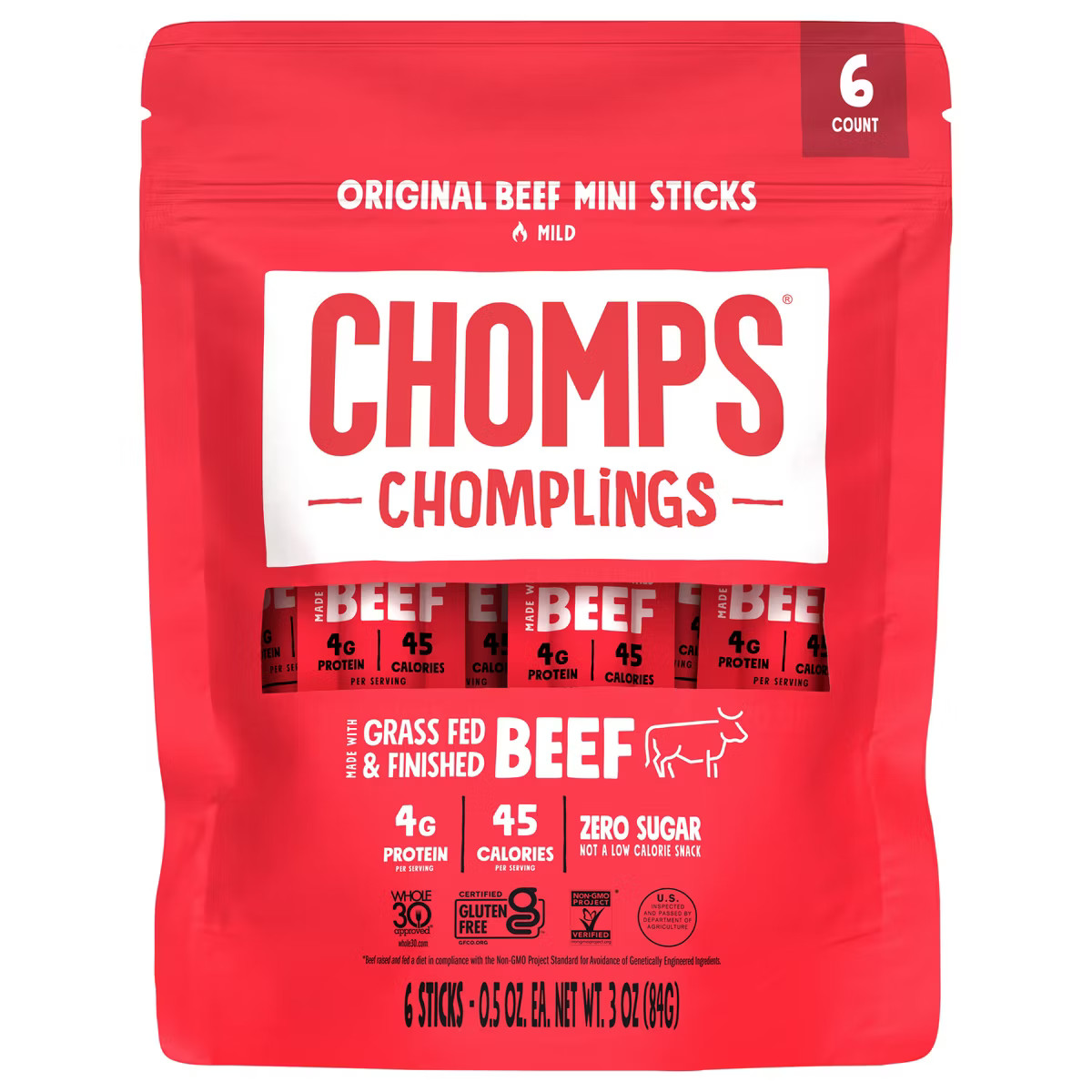 Chomps Chomplings Original Beef Mini Sticks - 3oz/6ct | Target