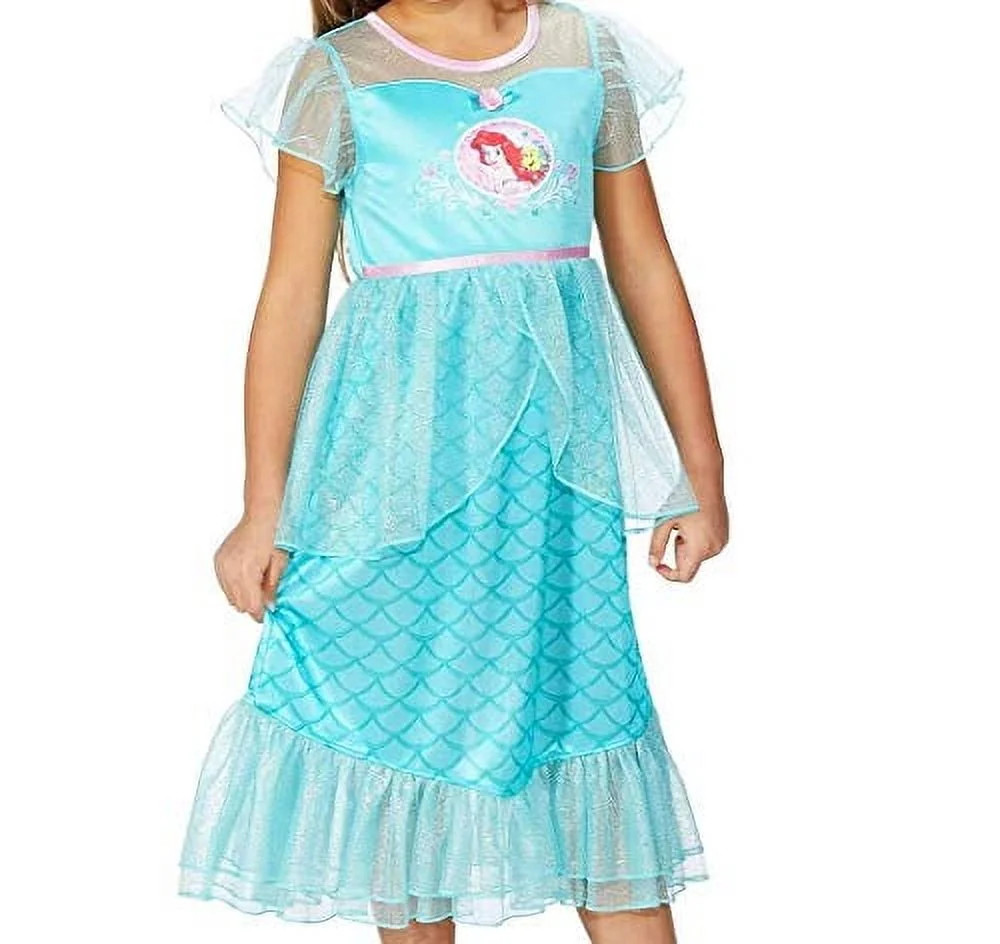 Ariel Little Mermaid and Flounder Satin and Tulle Fancy Nightgown, Gown, Size 3T | Walmart (US)