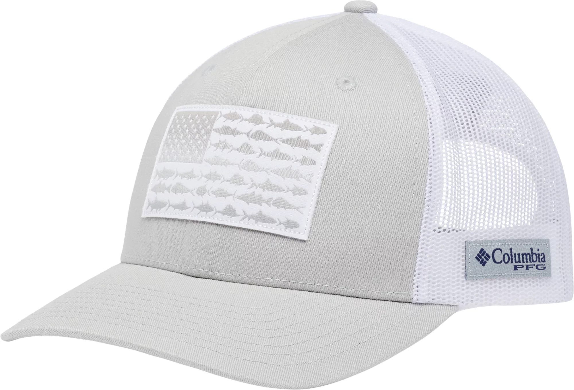 Columbia Men's PFG Mesh Snapback Fish Flag Hat, Cool Grey/White | DICK'S Sporting Goods