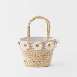 E EGG HOLDER_Daisy Easter Basket / Natural/White | Bed Bath N' Table