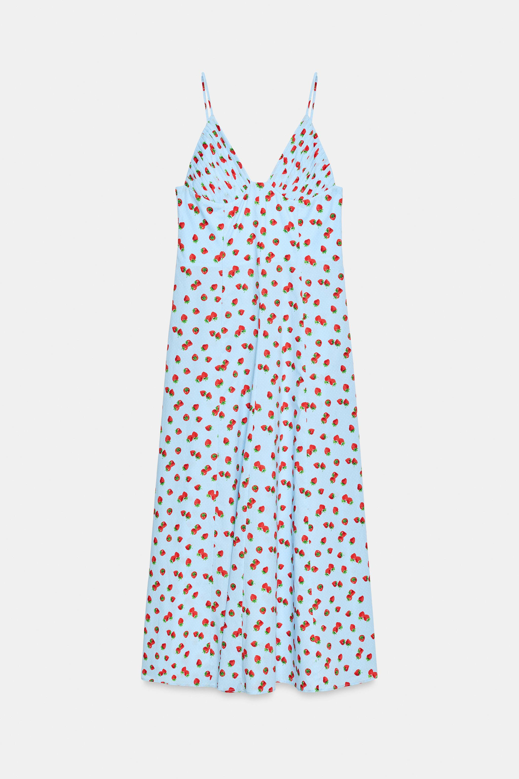 STRAWBERRY PRINT POPLIN MIDI DRESS | Zara UK