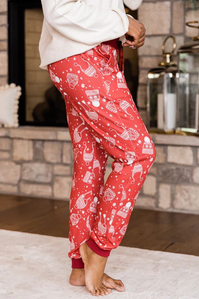 Hoping For Snow Red Hat Print Pajama Pants FINAL SALE | The Pink Lily Boutique