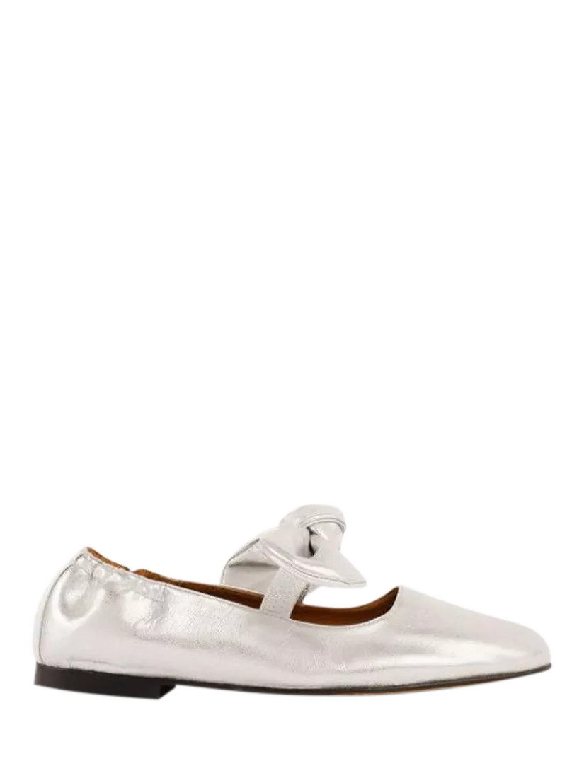 Penelope Chilvers Minnie Knot Bow Leather Pumps, Silver | John Lewis (UK)