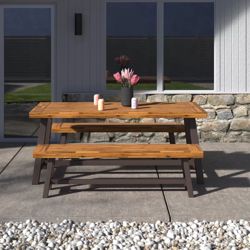 Eulene Rectangular 4 - Person Outdoor Dining Set | Wayfair North America