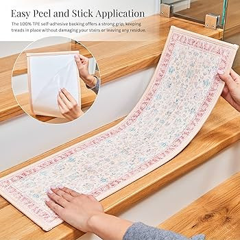 Carpet Stair Treads Non-Slip Pink Beige – 9”x30” (15-Pack) Runners for Wooden Steps | Amazon (US)