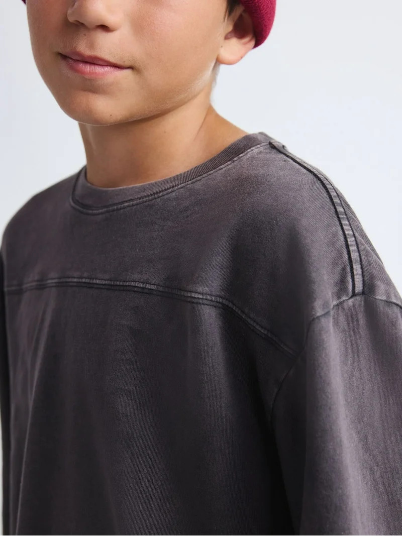 Weekend Academy Boys Football Yoke Cotton T-Shirt with Long Sleeves, Sizes 4-18 | Walmart (US)