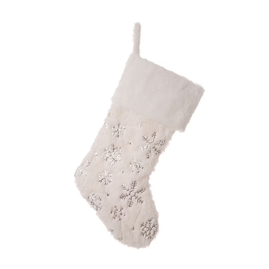 Glitzhome 21-in White Snowflake Christmas Stocking | Lowe's