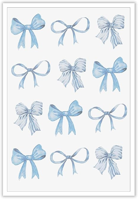 Pnsoien Trendy Blue Bow Canvas Wall Art Watercolor Light Blue Bow Prints Painting Balletcore Girl... | Amazon (US)