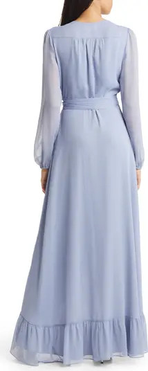 Meryl Long Sleeve Wrap High/Low Gown | Nordstrom