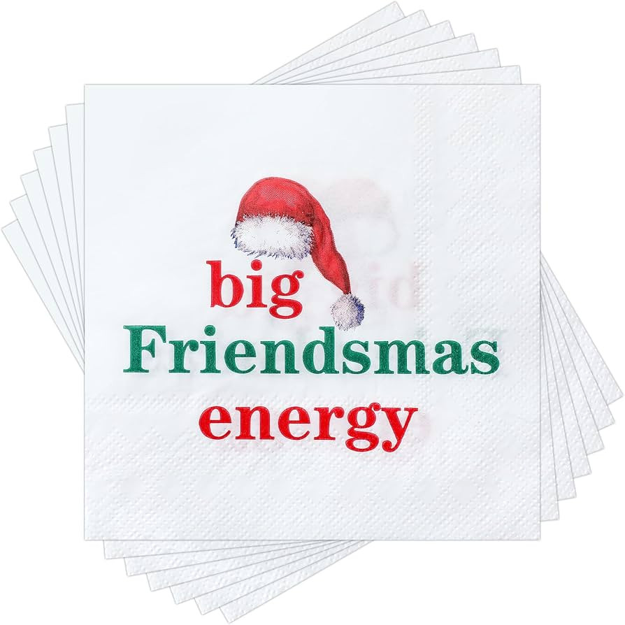 Crtiin 100 Pcs Merry Friendsmas Christmas Napkins Funny Christmas Napkins Cocktail Beverage Napki... | Amazon (US)