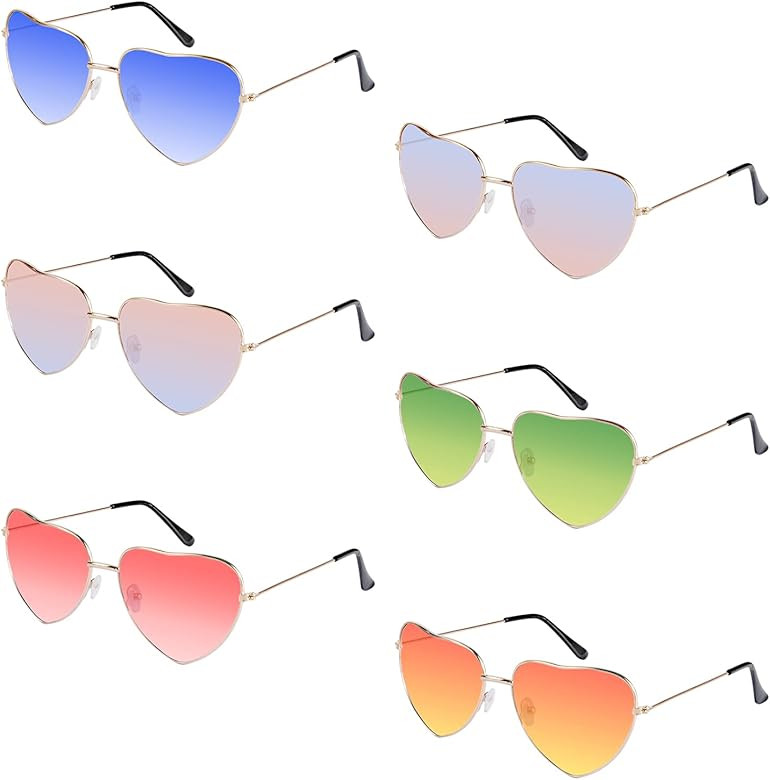 Lunettes de Soleil en Forme de Coeur, Weinsamkeit 8 Paires de Les Lunettes de Soleil Rétro sans Mont | Amazon (FR)