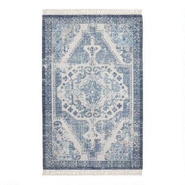 Indigo Blue Distressed Persian Style Indoor Outdoor Rug | World Market