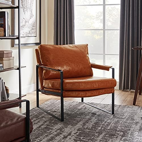 Art Leon Mid Century Modern PU Leather Accent Chair with Black Metal Frame Lounge Chair for Livin... | Amazon (US)