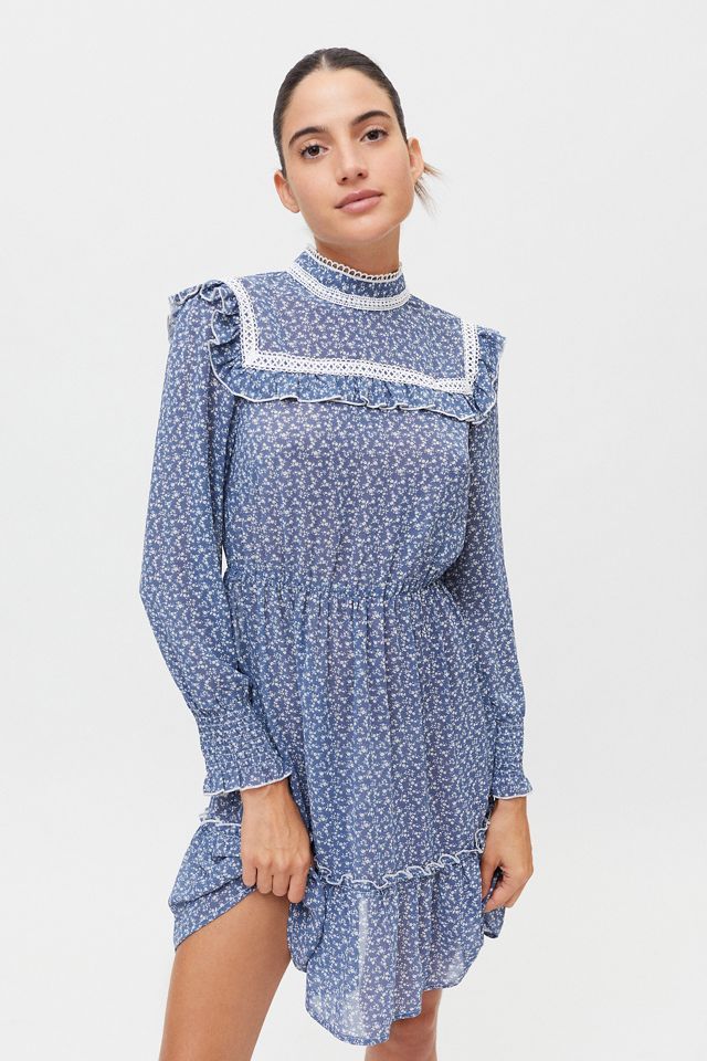 Love + Harmony Lace-Trim Prairie Mini Dress | Urban Outfitters (US and RoW)