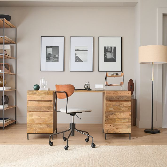 Industrial Modular Desk w/ 2 File Cabinets (64") | West Elm (US)