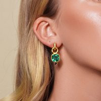 Green Hoop Earrings Small Gold Textured Modern Everyday Statement Designer Jewellery - Gift For Her | Etsy (US)