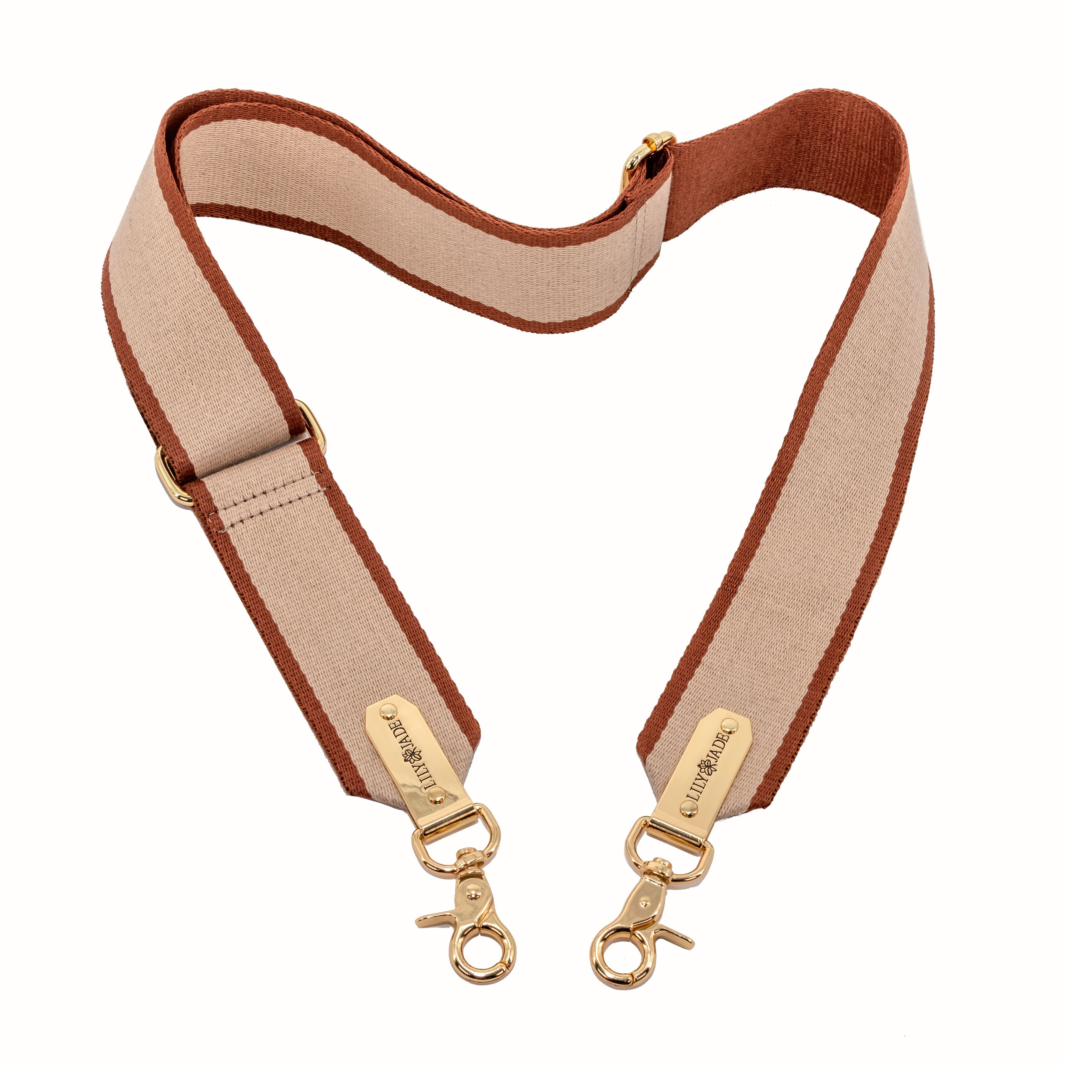 Crossbody Strap - Khaki & Camel Striped | Lily Jade
