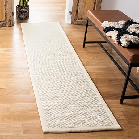 SAFAVIEH Natural Fiber Collection Runner Rug - 2'6" x 12', Marble & Beige, Sisal, Woven Design wi... | Amazon (US)