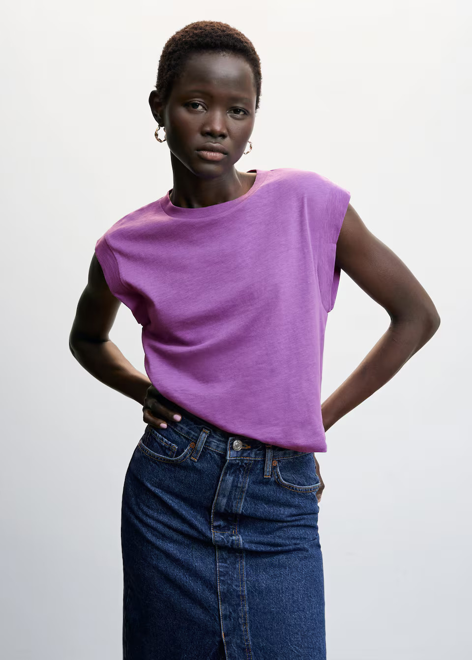 Cropped cotton T-shirt | MANGO (US)