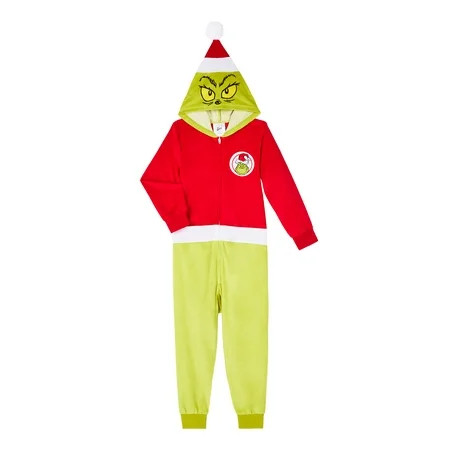 Grinch Boys Hooded Union Suit Pajama, Sizes 4-12 | Walmart (US)