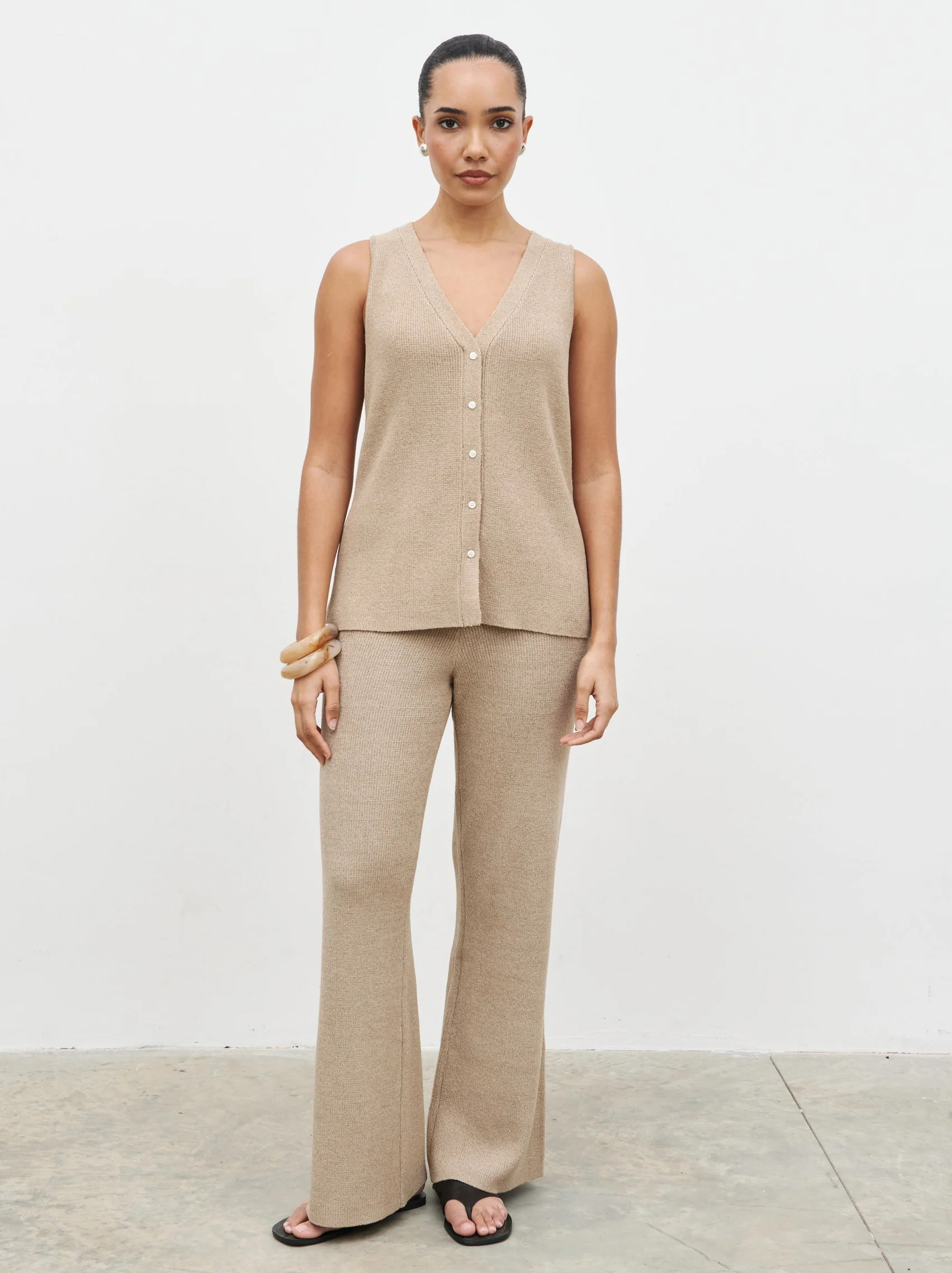 Kourtney Knit Waistcoat - Taupe | Pretty Lavish (UK)