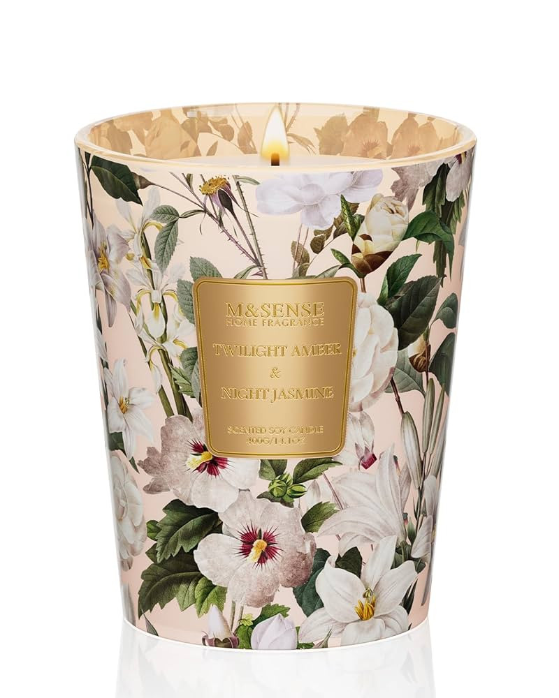 M&SENSE Amber Jasmine Scented Candle, Soy Candles 14.1oz 60H Slow Burning, Aromatherapy Stress Re... | Amazon (US)