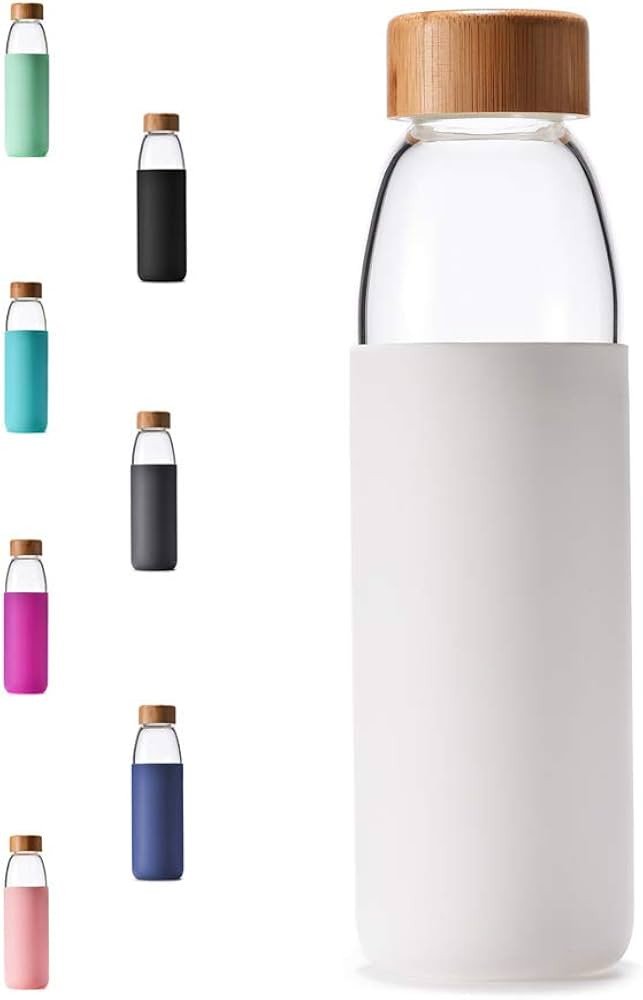 veegoal 25 Oz Borosilicate Glass Water Bottles with Bamboo Lid, BPA-FREE, Non-Slip Silicone Sleev... | Amazon (US)