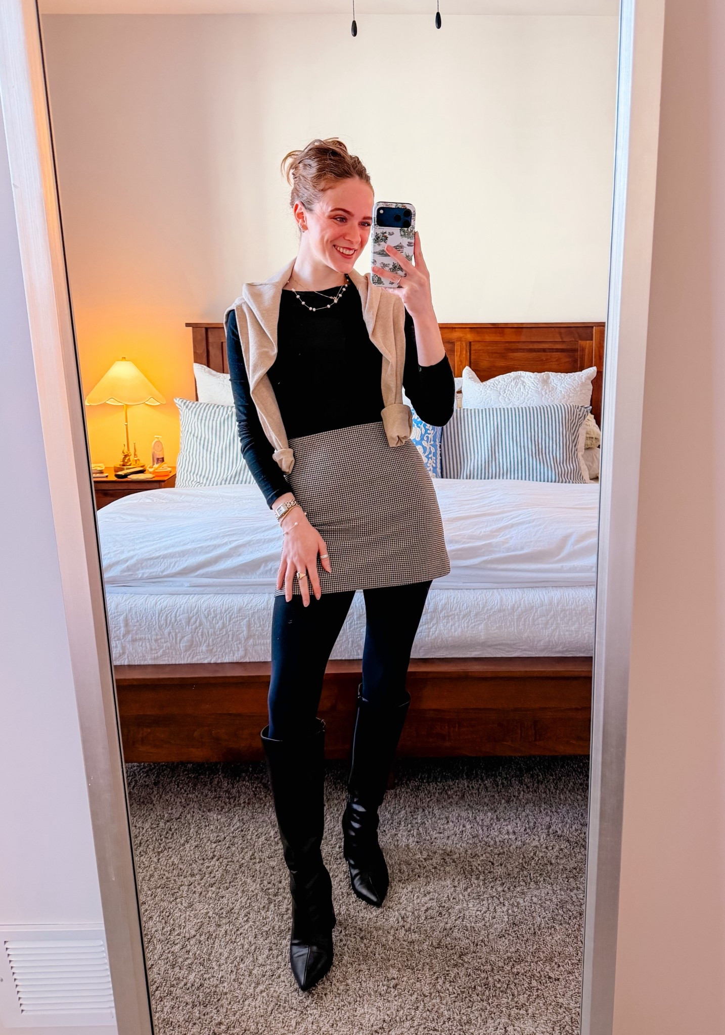 A perfect winter date night OOTD!! Love this skirt with boots & tights!! 

#LTKootd