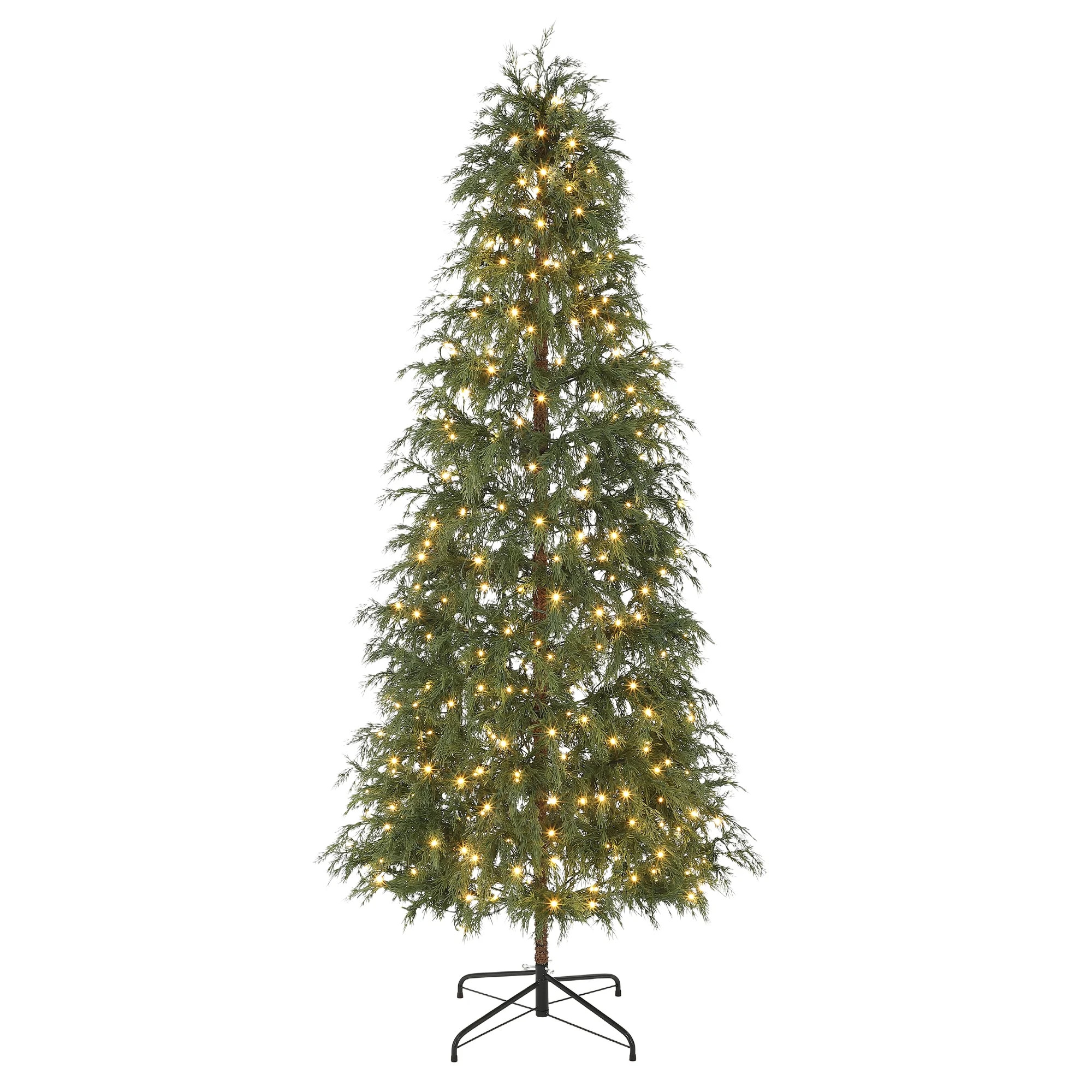 7.5 FT Pre‑Lit Artificial Christmas Tree, 300 Warm White LED Lights with 8 Lighting Modes & Timer Function, Realistic Cypress Foliage, Metal Stand, for Home Indoor Holiday Xmas Decor - Walmart.com | Walmart (US)