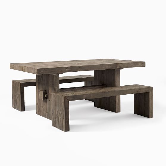 Emmerson(R) Reclaimed Wood Dining Table (87"") + 2 Bench Set | West Elm (US)