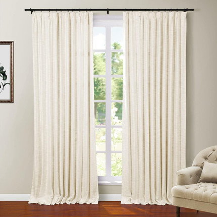 Polyester Linen Blackout Ivory Curtain Pinch Pleat