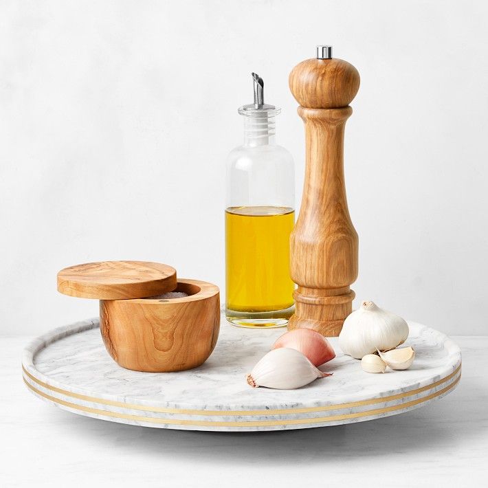 Arabescato Marble with Brass Inlay Lazy Susan | Williams-Sonoma