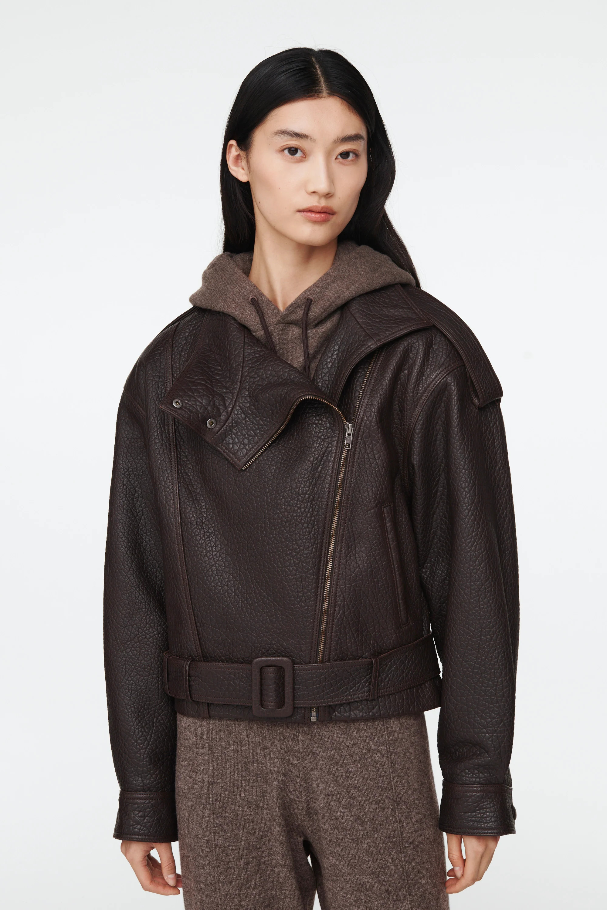 Serpa Grained Leather Jacket | DUCIE