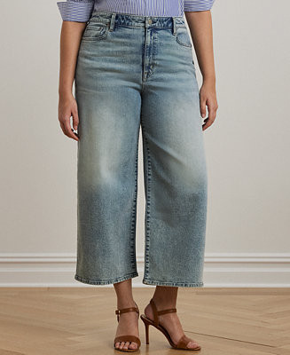 Lauren Ralph LaurenPlus Size High-Rise Wide-Leg Cropped Jeans | Macy's